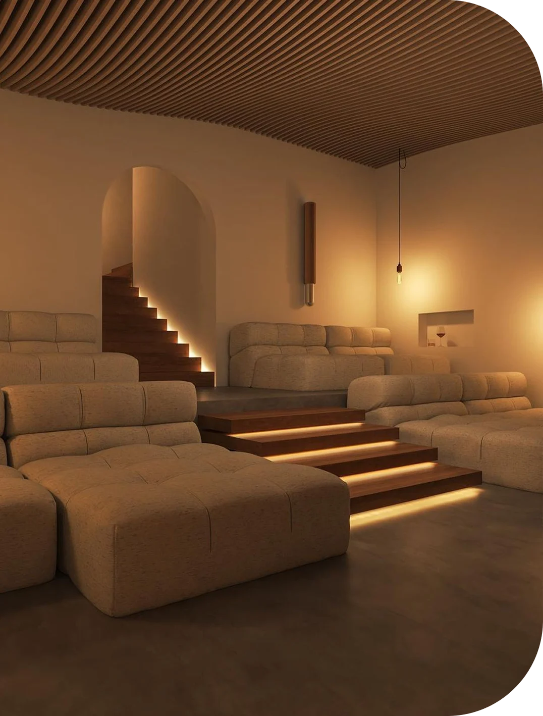 Luxury villa with pool at sunset